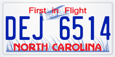 NC license plate DEJ6514