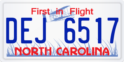 NC license plate DEJ6517