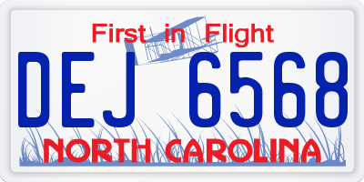 NC license plate DEJ6568