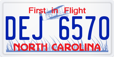 NC license plate DEJ6570