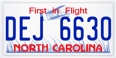 NC license plate DEJ6630