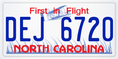 NC license plate DEJ6720