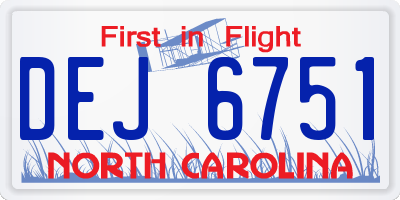 NC license plate DEJ6751