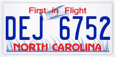 NC license plate DEJ6752