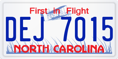 NC license plate DEJ7015
