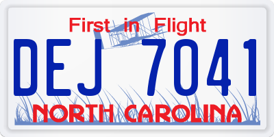 NC license plate DEJ7041
