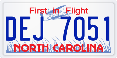 NC license plate DEJ7051