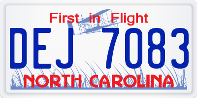 NC license plate DEJ7083