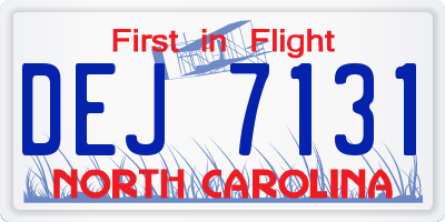 NC license plate DEJ7131