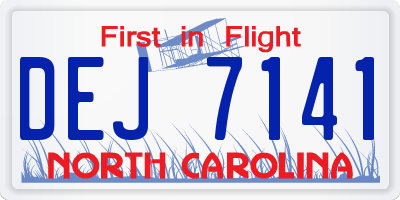 NC license plate DEJ7141
