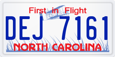 NC license plate DEJ7161