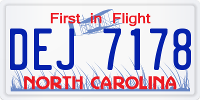 NC license plate DEJ7178