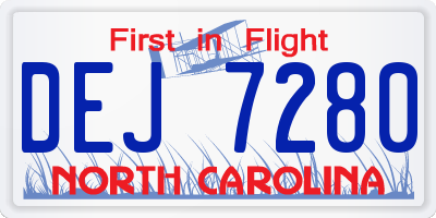 NC license plate DEJ7280