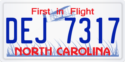 NC license plate DEJ7317