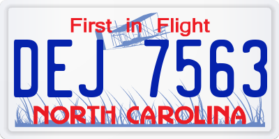 NC license plate DEJ7563