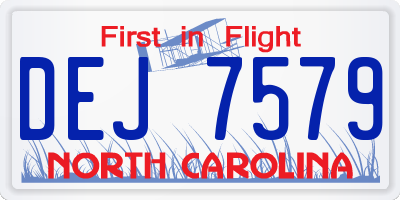 NC license plate DEJ7579