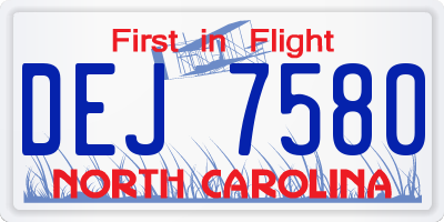 NC license plate DEJ7580