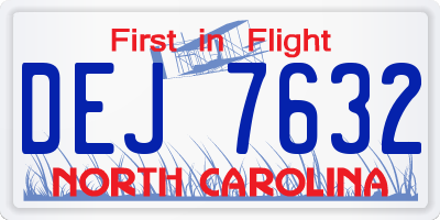 NC license plate DEJ7632