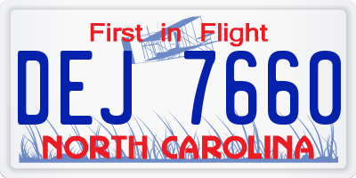 NC license plate DEJ7660