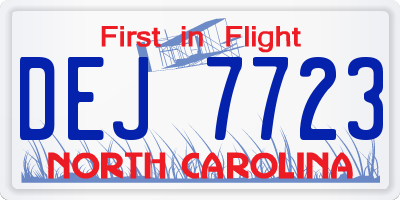 NC license plate DEJ7723