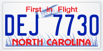 NC license plate DEJ7730