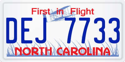 NC license plate DEJ7733