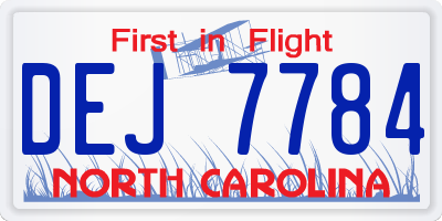NC license plate DEJ7784