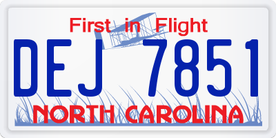 NC license plate DEJ7851