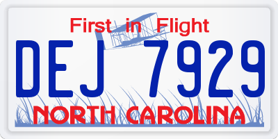 NC license plate DEJ7929