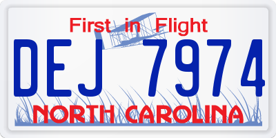 NC license plate DEJ7974