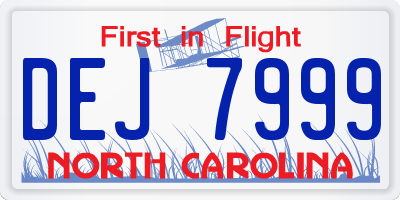 NC license plate DEJ7999