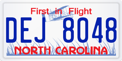 NC license plate DEJ8048