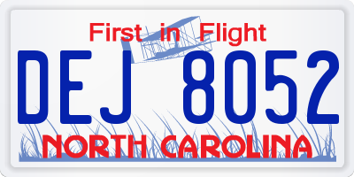 NC license plate DEJ8052