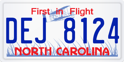 NC license plate DEJ8124