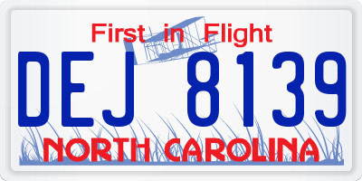 NC license plate DEJ8139