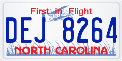 NC license plate DEJ8264