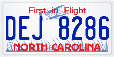 NC license plate DEJ8286