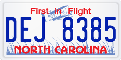 NC license plate DEJ8385