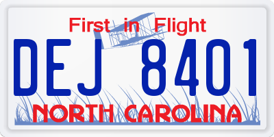 NC license plate DEJ8401