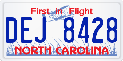 NC license plate DEJ8428