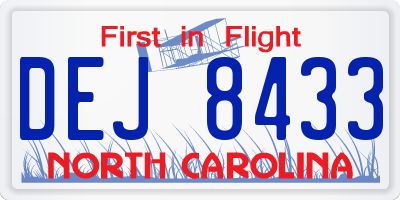 NC license plate DEJ8433