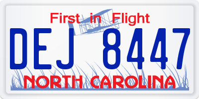 NC license plate DEJ8447