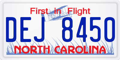 NC license plate DEJ8450