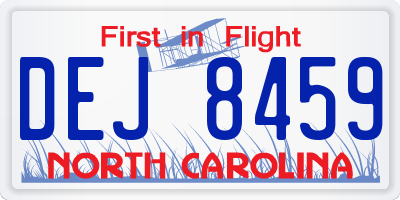 NC license plate DEJ8459