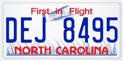 NC license plate DEJ8495