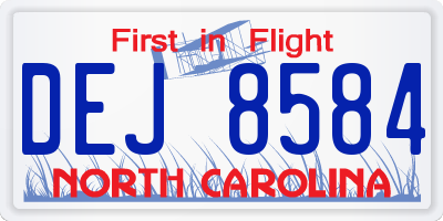 NC license plate DEJ8584