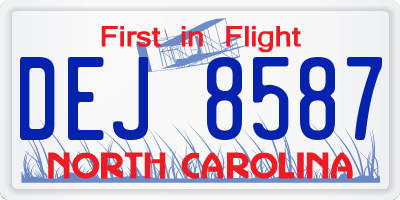 NC license plate DEJ8587