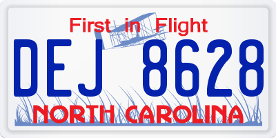 NC license plate DEJ8628