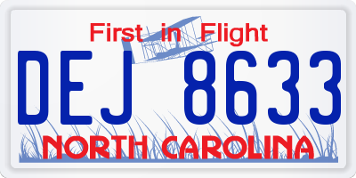 NC license plate DEJ8633