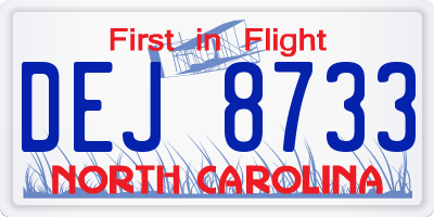 NC license plate DEJ8733